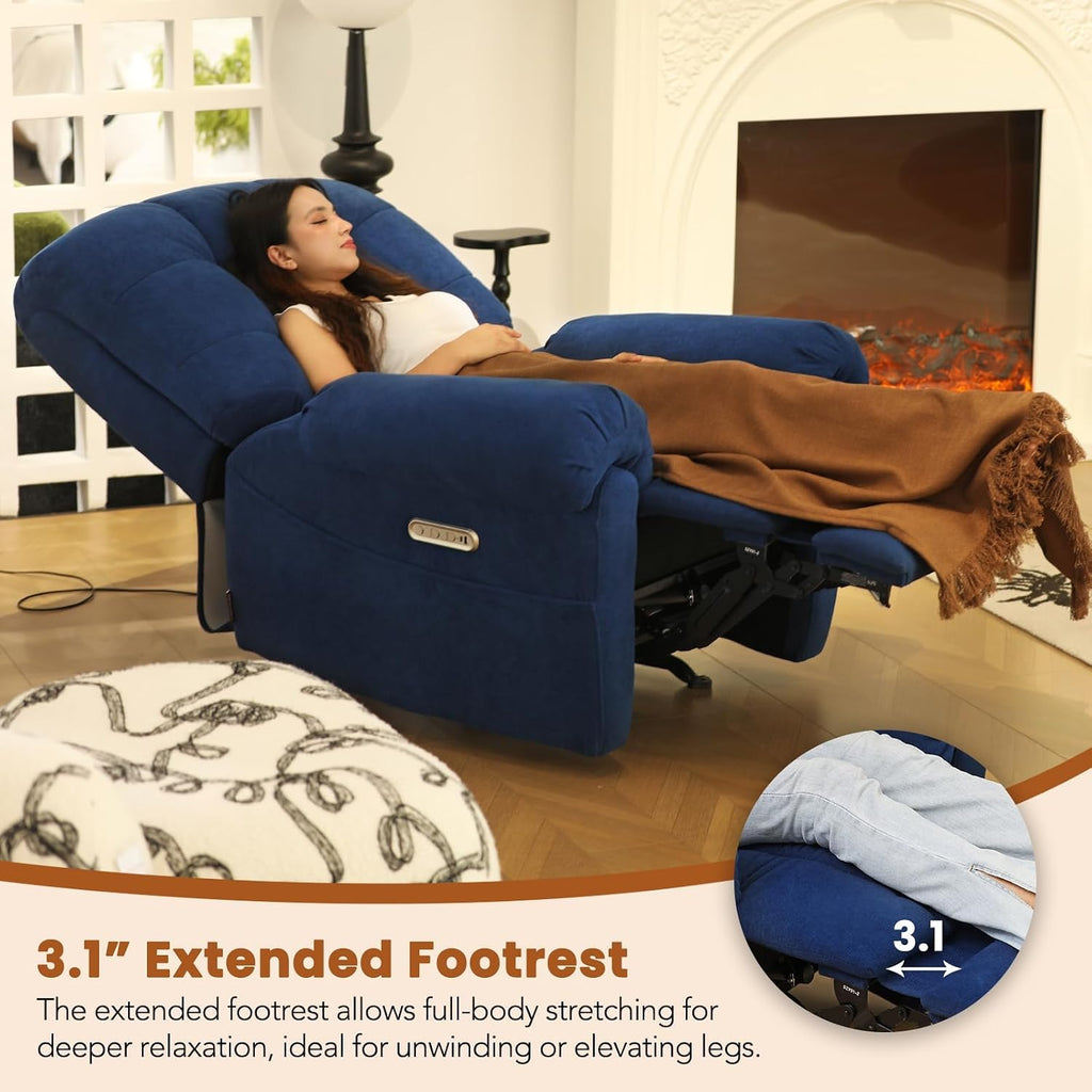 EONIX Power Rocker Recliner Chair, Lazy Boy Recliner Rocking Chair for Adults and Nursery, Electric Recliner Chair with Heat and Massage for Living Room, Bedroom, Study Room, Relaxation, Navy Blue