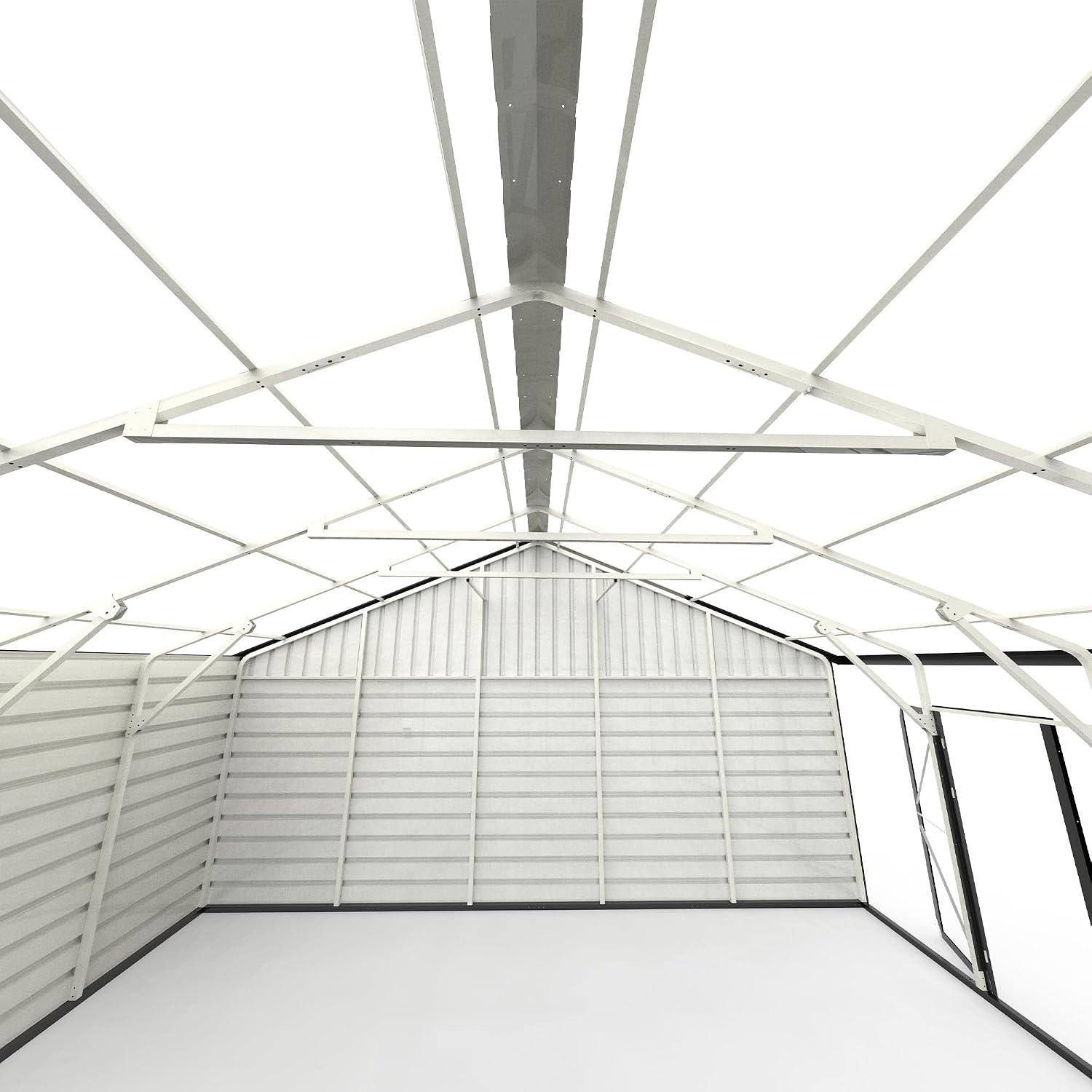 25 x 33 FT Metal Shed, Double Garage Shed with Side Entry Door, 2 Car Prefab Garage with 16 GA Steel Frame, Extra Large Outdoor Storage Building for Truck, Power Tools, Boat, Cream