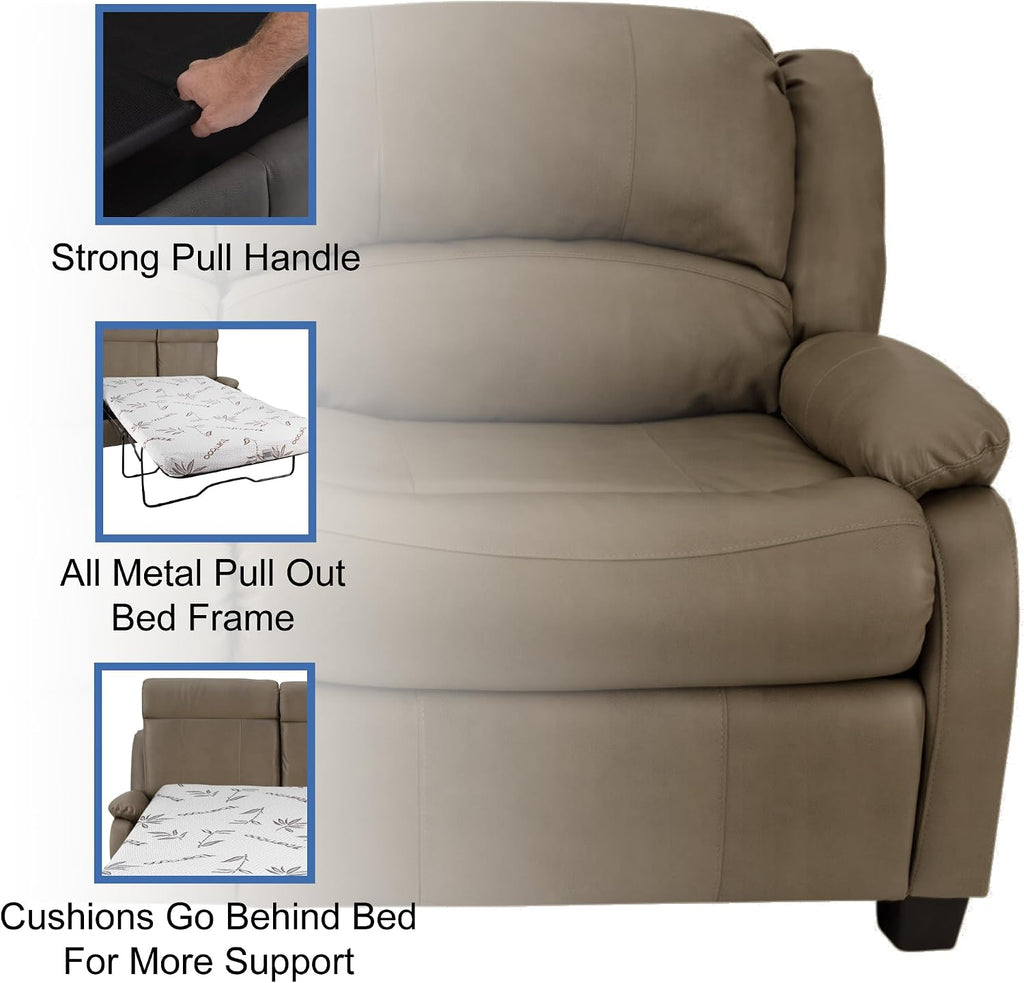 RecPro Charles Collection | 65' RV Hide A Bed Loveseat | Memory Foam Mattress | RV Sleeper Sofa | Pull Out Couch | RV Furniture | RV Loveseat | RV Living Room (Slideout) Furniture | Putty