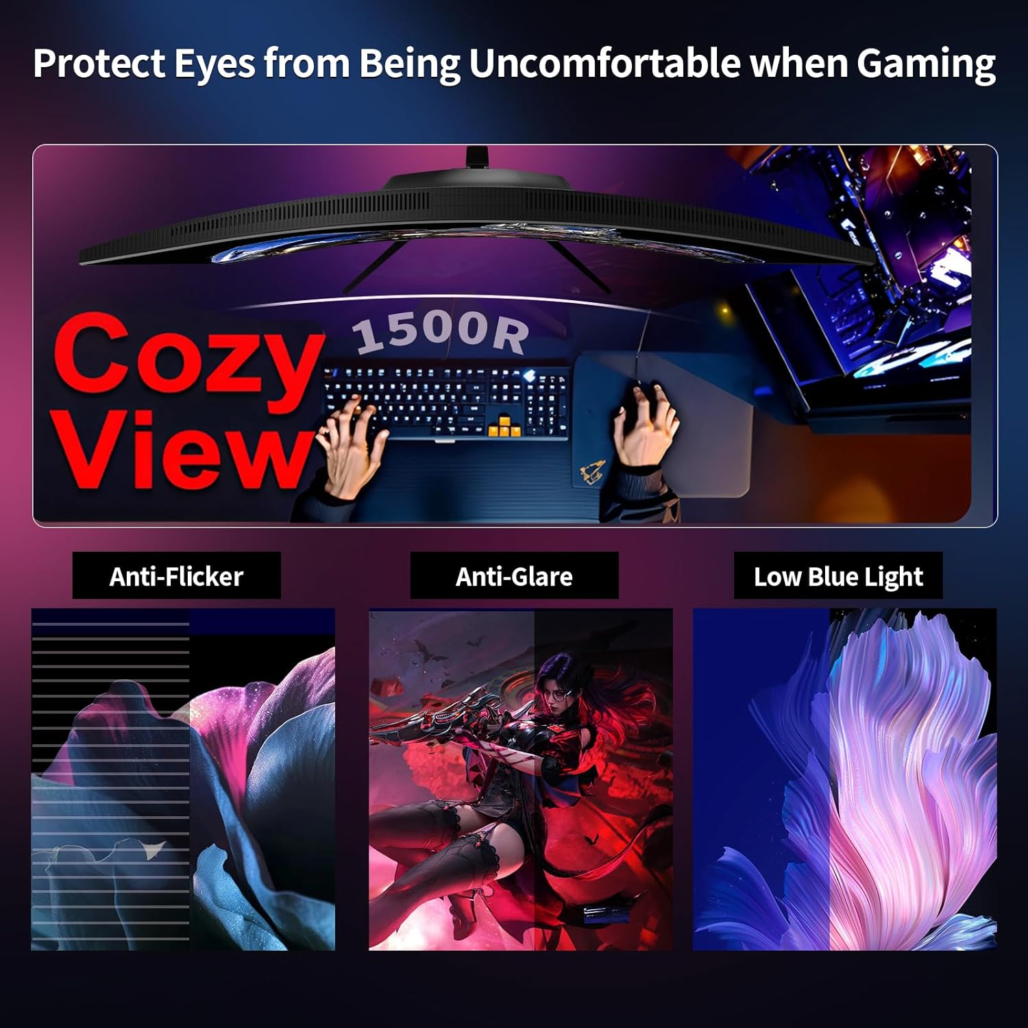 ZZA 32 Inch Curved Gaming Monitor 4K 160HZ Computer Monitor UHD 3840 * 2160P VA Screen, 1500R Curved, Supports AMD Freesync, 120% sRGB, Built-in Wall Mountable Installs(HDMI 2.1/DP 1.4)