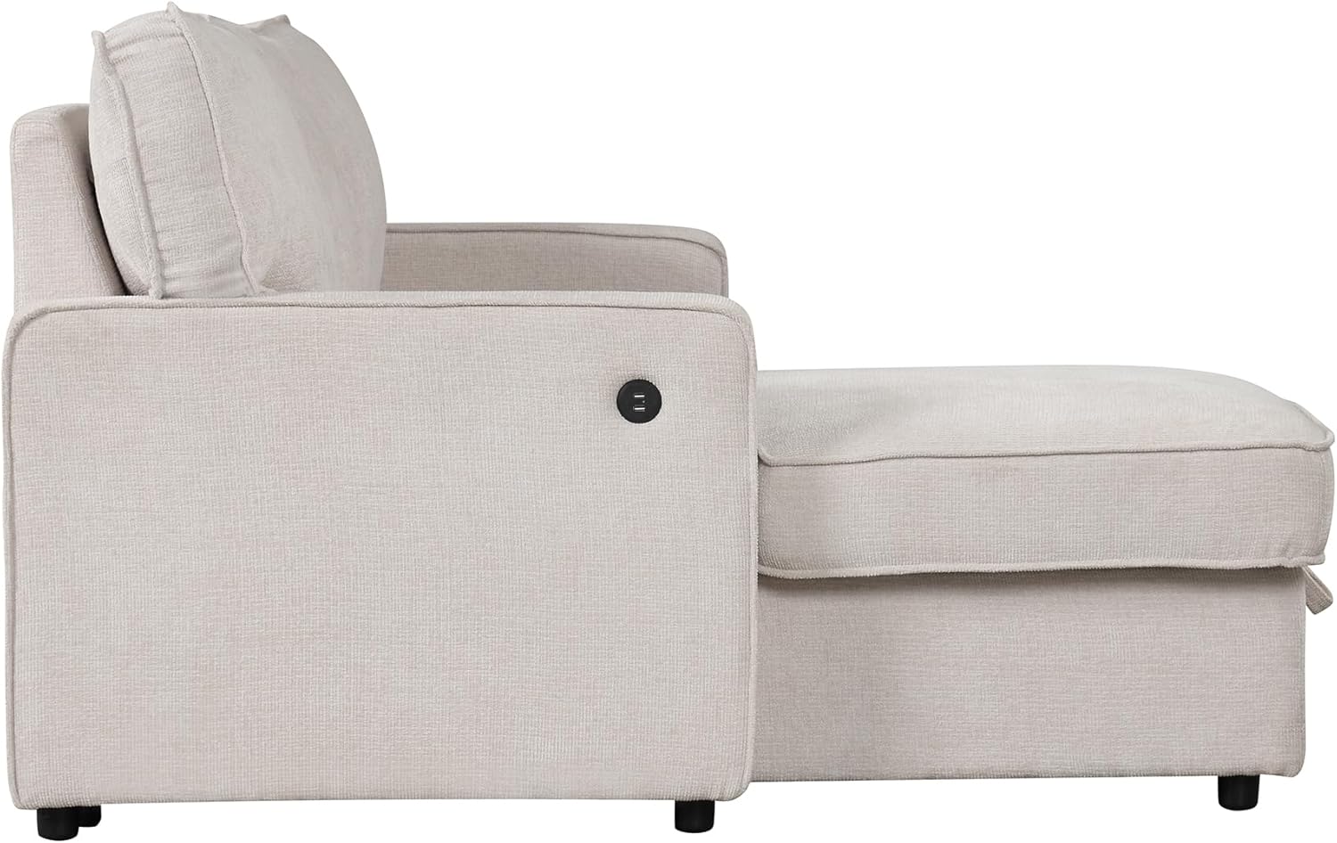 LUMISOL 89' Convertible Sleeper Sofa Bed, Modern L-Shaped Sectional Sofa Pull Out Couch with Chaise, Chenille Sofa Bed with Cup Holder, USB Ports for Living Room, Small Apartment, Beige