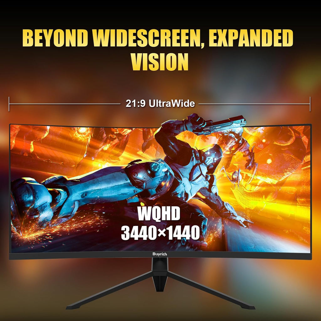 34 Inch Curved Gaming Monitor, 240Hz Refresh Rate, UWQHD (3440x1440), 1500R, 1ms MPRT, 3000:1 Contrast Ratio, Sturdy Metal Stand, VESA Mountable, for PC Gamer and Immersive Gameplay
