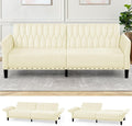 77' Velvet Sofa Bed with Adjustable Armrests and Backrests,Tufted Convertible Futon Couch with Nailhead Trim, Loveseat Modern Velvet Sleeper Sofa for Living Room,Bedroom,Office, Beige