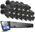 ANNKE 16CH Wired Security Camera System with Mic/Audio, 8MP H.265+ 16 Channel DVR with AI Human/Vehicle Detection, 16x IP67 CCTV 3K Cam with Dual Color Night Vision, Compatible with Alexa, 4TB HDD