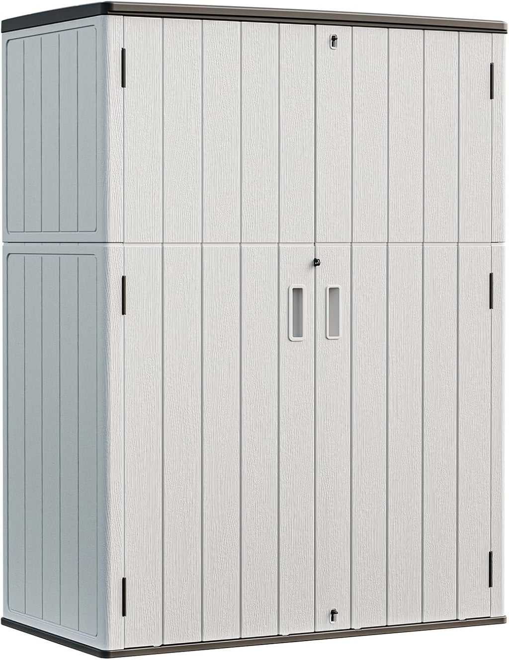 HOMSPARK Outdoor Storage Shed 57 Cu.Ft, All-Weather Resistant Resin Garden Sheds & Outdoor Storage Clearance with Floor, Double-Layer Plastic Tool Sheds for Patio, Garden & Lawn (Light Gray)