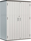 HOMSPARK Outdoor Storage Shed 57 Cu.Ft, All-Weather Resistant Resin Garden Sheds & Outdoor Storage Clearance with Floor, Double-Layer Plastic Tool Sheds for Patio, Garden & Lawn (Light Gray)