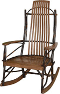 Amish-Made Large 9-Slat Walnut-Stained Oak and Hickory Rocking Chair
