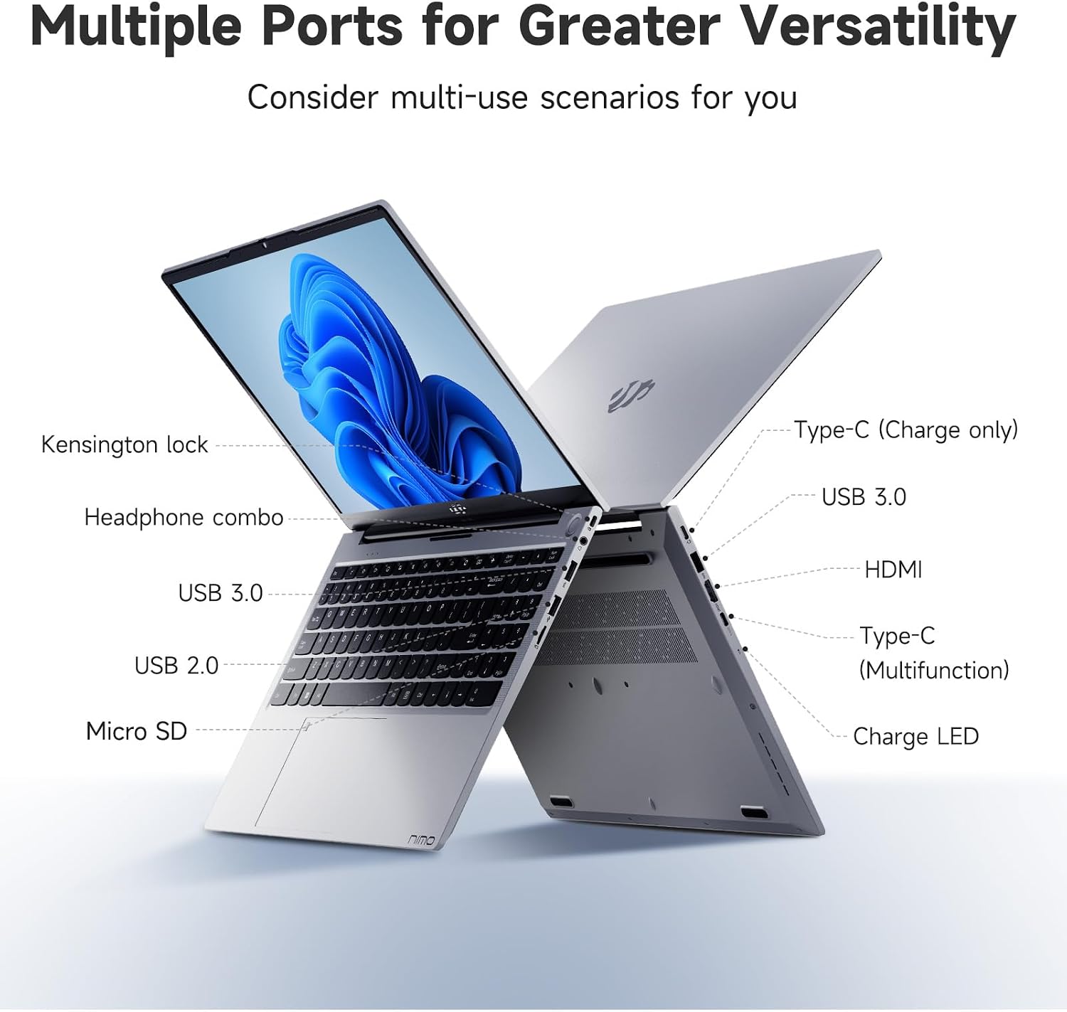 NIMO 17.3' IPS FHD-Laptop, Intel 6 Core I3-1215U 16GB RAM 512GB SSD (Beat R5 7520U, Up to 4.4GHz) Student Computer with 65W Type C Backlit Keyboard Fingerprint Wi-Fi 6, for Home and Business