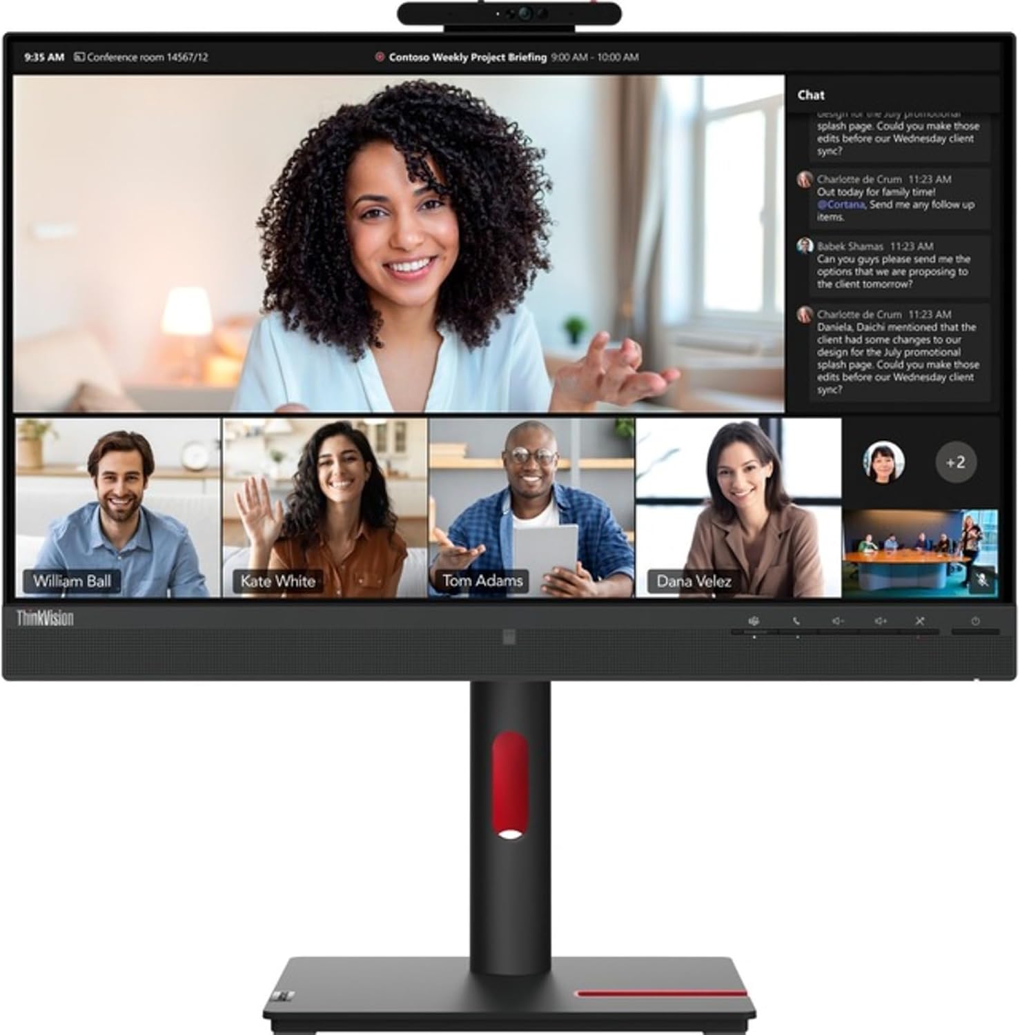 Lenovo ThinkVision T24mv-30 24 Class Webcam Full HD LCD Monitor - 16:9 - Raven Black