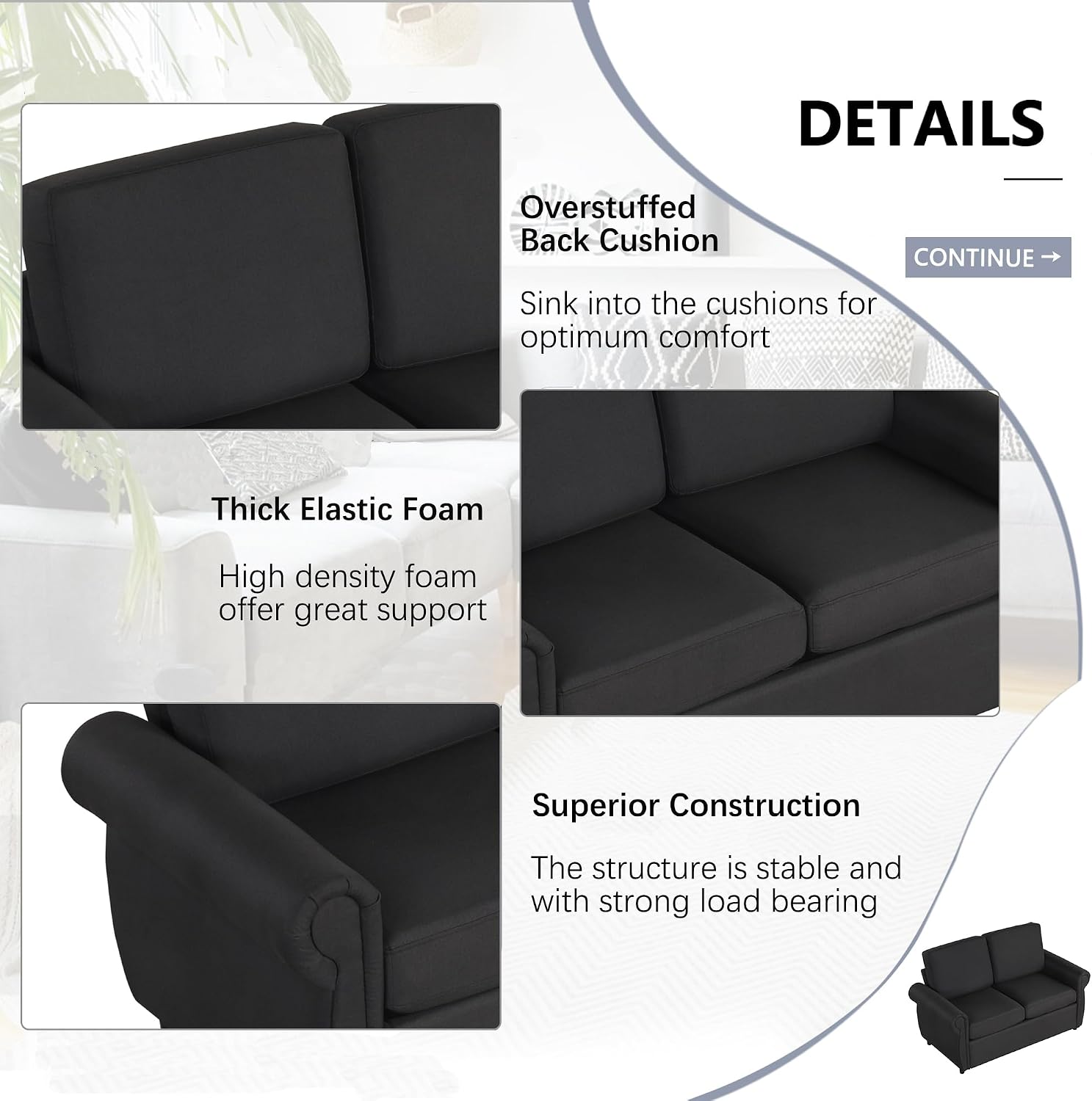 Sleeper Couch Small Sofa for Living Room or Bedroom Including Pull Out Bed