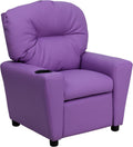 Flash Furniture Chandler Vinyl Kids Recliner with Cup Holder and Safety Recline, Contemporary Reclining Chair for Kids, Supports up to 90 lbs., Lavender