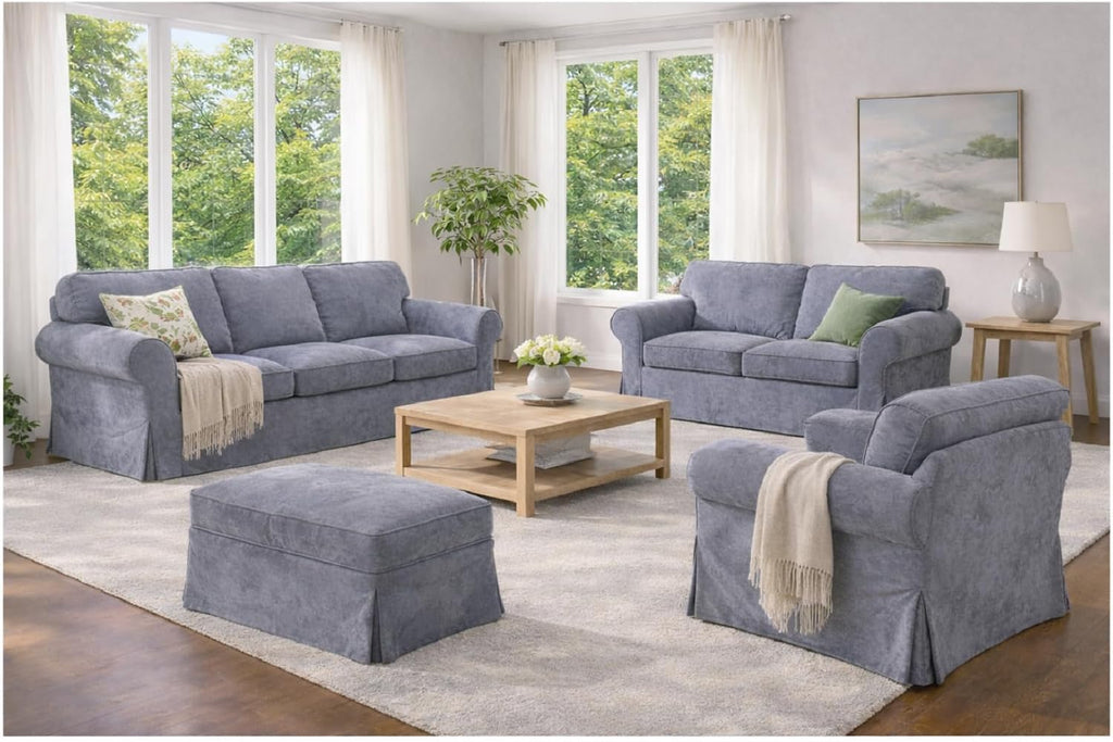 Velvet Pets Friendly Sofa Covers Made Compatible for IKEA Ektorp Loveseat Two Seat Slipcovers (Velvet Light Gray Ektorp 2)