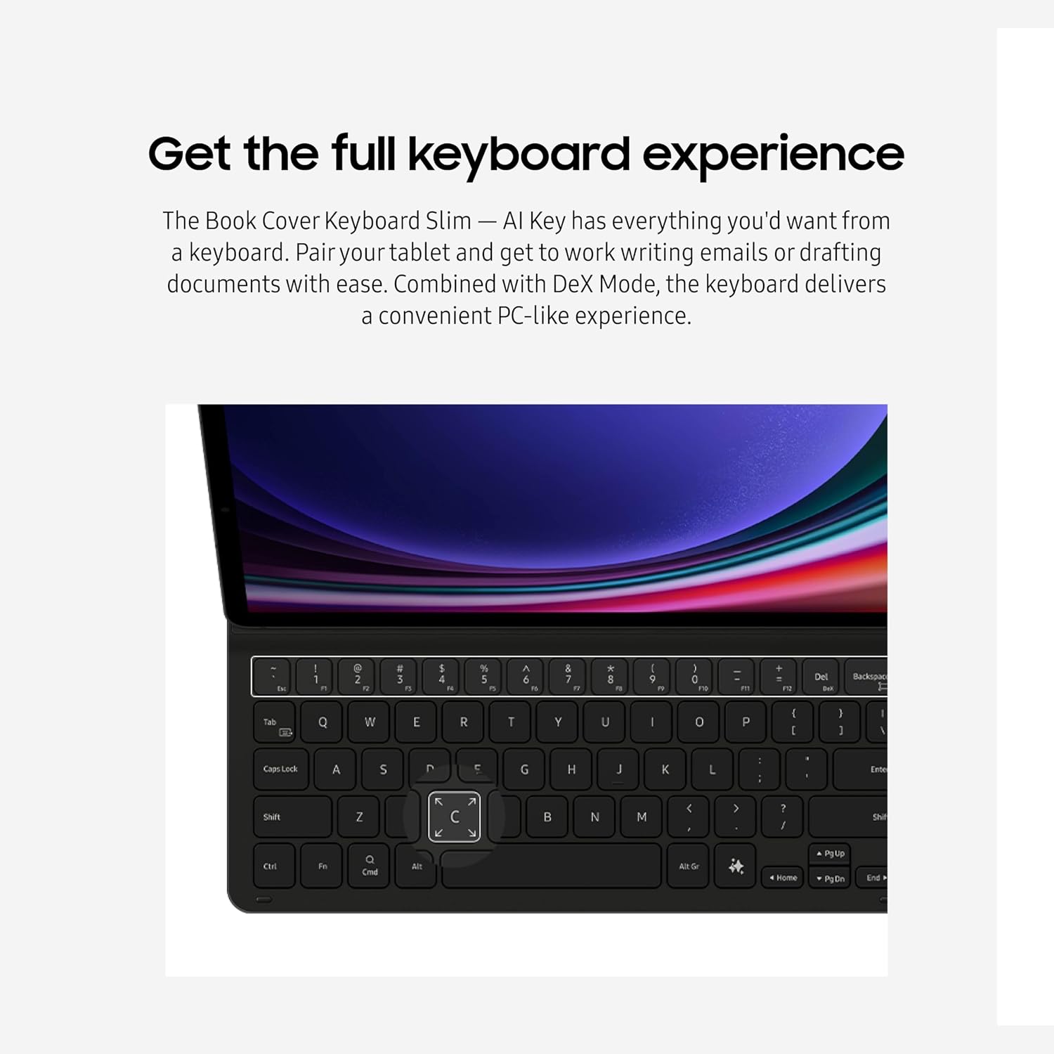 Samsung Galaxy Tab S9 | S9 FE | S10 FE, FE Book Cover Keyboard Slim - AI Key for Galaxy Tab S10 FE, Detachable Platform, PC-Like Experience, Wireless Keyboard Sharing