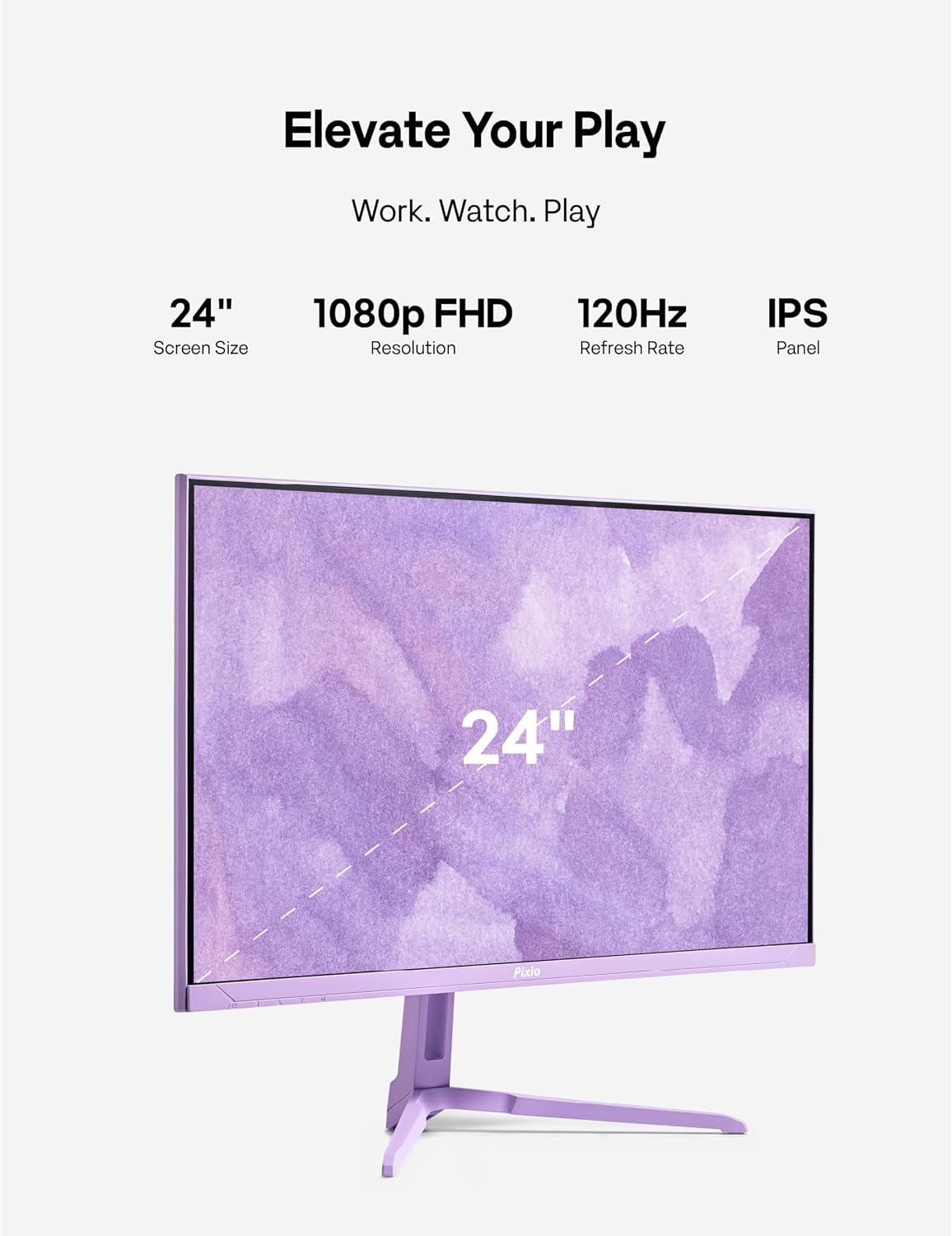 Pixio PX246 Wave Purple 24 inch 120Hz Refresh Rate FHD 1080p Resolution IPS Panel 4ms GTG Response Time Gaming Monitor with Adaptive Sync