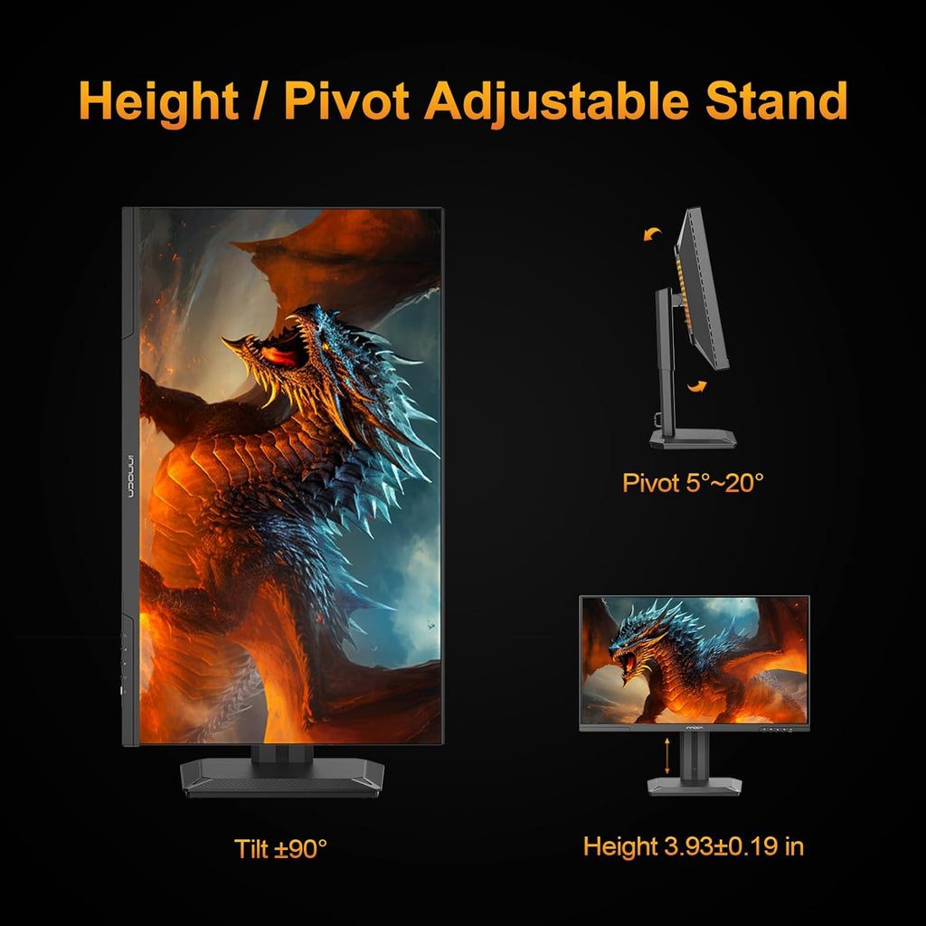 INNOCN 24.5' 2K QHD 2560 x 1440P 240Hz Monitor, Gaming Console Ready, Mini-LED Precisely Local Dimming, Monitor for Mac, HDMI 2.1, DP 1.4, Height Pivot Adjustable Stand, Black - 25M2S