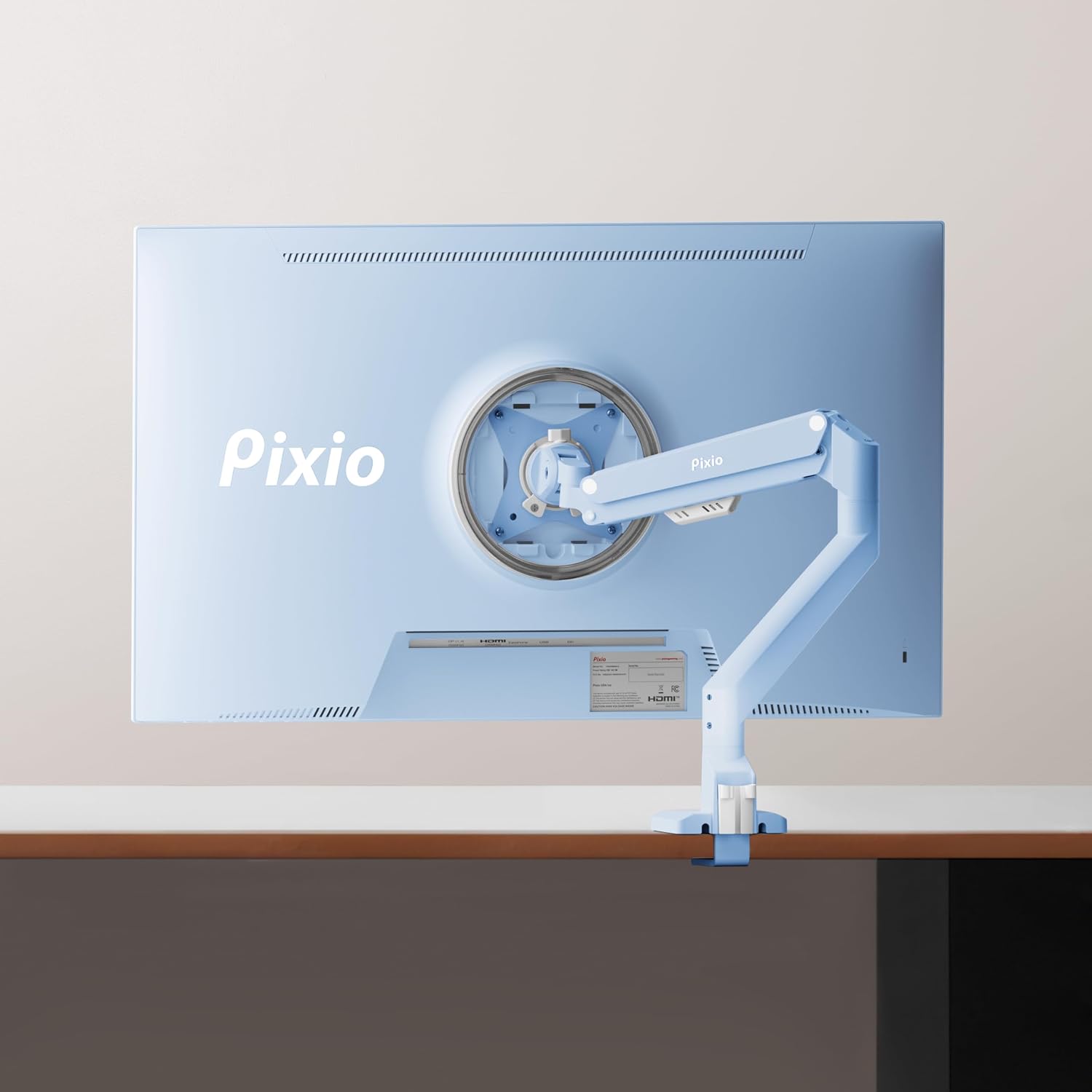 Pixio PX275 Wave Blue 27 inch 100Hz Refresh Rate QHD 1440p Resolution IPS Panel 1ms MPRT Response Time Gaming Monitor and PS1S Wave Blue Single Monitor Arm - Fits up to 32 inches and 19.8lbs