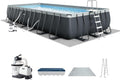 INTEX Ultra XTR 24 ft x 12 ft 52 in Above Ground Pool Set, Rectangular Swimming Pool with Steel Frame, 2100 GPH Sand Filter Pump, Ladder, Cover, & Ground Cloth