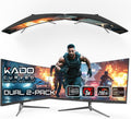 Kado Dual Gaming Monitor Setup - 2-Pack 30' Curved 1800R 21:9 Ultrawide 2560x1080 200Hz 1ms Computer Monitor, Stacked Gaming Setup AMD FreeSync Premium, VESA Mount HDMI DisplayPort Built-in Speakers