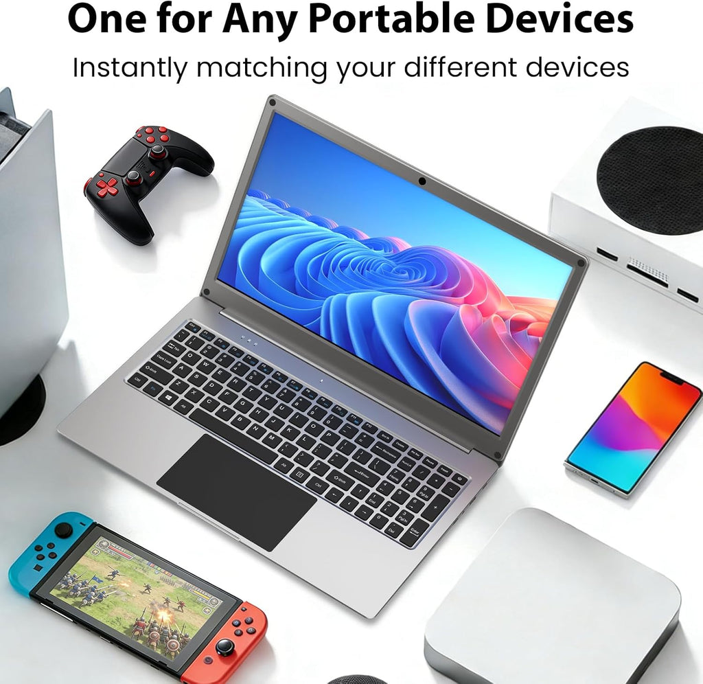 ELECROW Portable Monitor with Keyboard, 15.6 Inch Lapdock Display with Built-in Battery, 1080P FHD USB C Monitors with RPi5 & Jetson Adapters Compatible with Raspberry Pi, PC, Phone, Mac, Game Console
