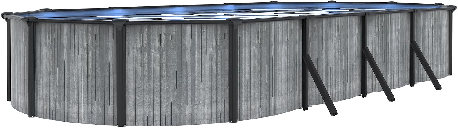 San Pedro 12x24-ft Oval 52-in Deep 6-in Top Rail Above Ground Steel Wall Swimming Pool Package