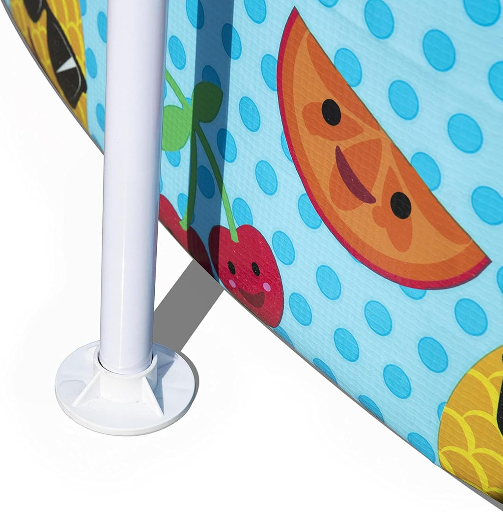 H2OGO! Kids Splash-in-Shade 8-Foot Round Steel Frame Above Ground Pool with Water Mister and Canopy Sunshade, Green Tropical Leaf Print