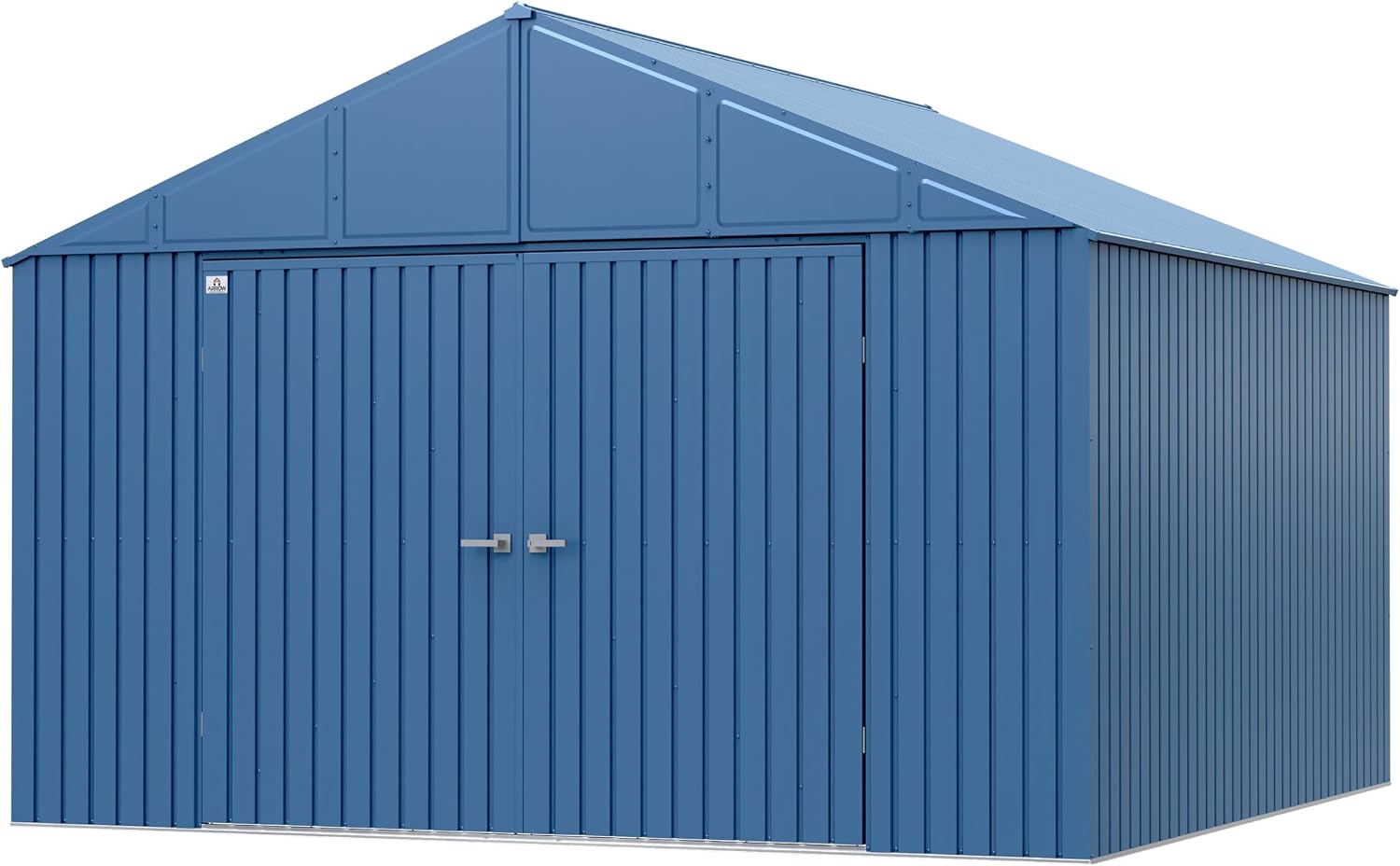 Arrow Shed Elite 12' x 12' Tall Outdoor Steel Storage Shed with High Gable and Lockable Doors Storage Building, Blue Grey