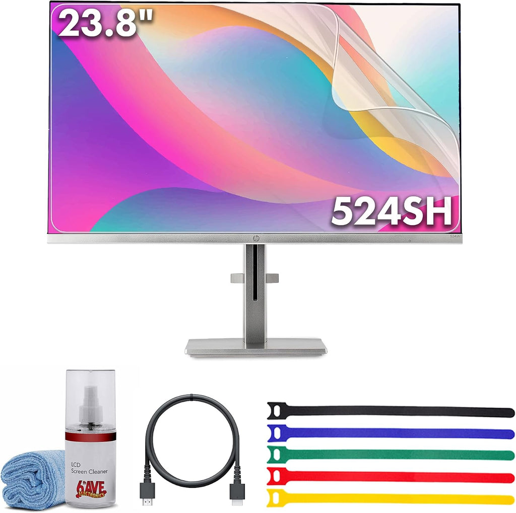 HP Series 5 524SH 23.8' Full HD (1920×1080) Monitor | IPS Display, 100Hz, Slim Bezel, Eye Comfort Tech, Height Adjustable Stand & HDMI Connection, Replaces M24H (94C19AA#ABA) + Screen Protector + More