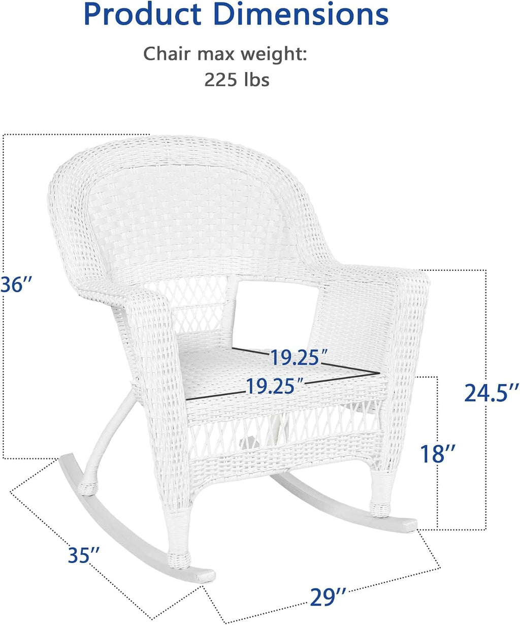 Jeco , Set of 2 Wicker Rocker Chairs, White