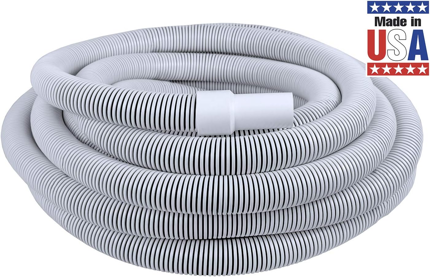 Poolmaster 50-Foot Commercial Grade In-Ground Swimming Pool Vacuum Hose with Leak-Proof Swivel Cuff, 1.5-Inch Heavy-Duty Spiral Wound Pool Cleaner Hose, UV & Chemical Resistant, Made in USA