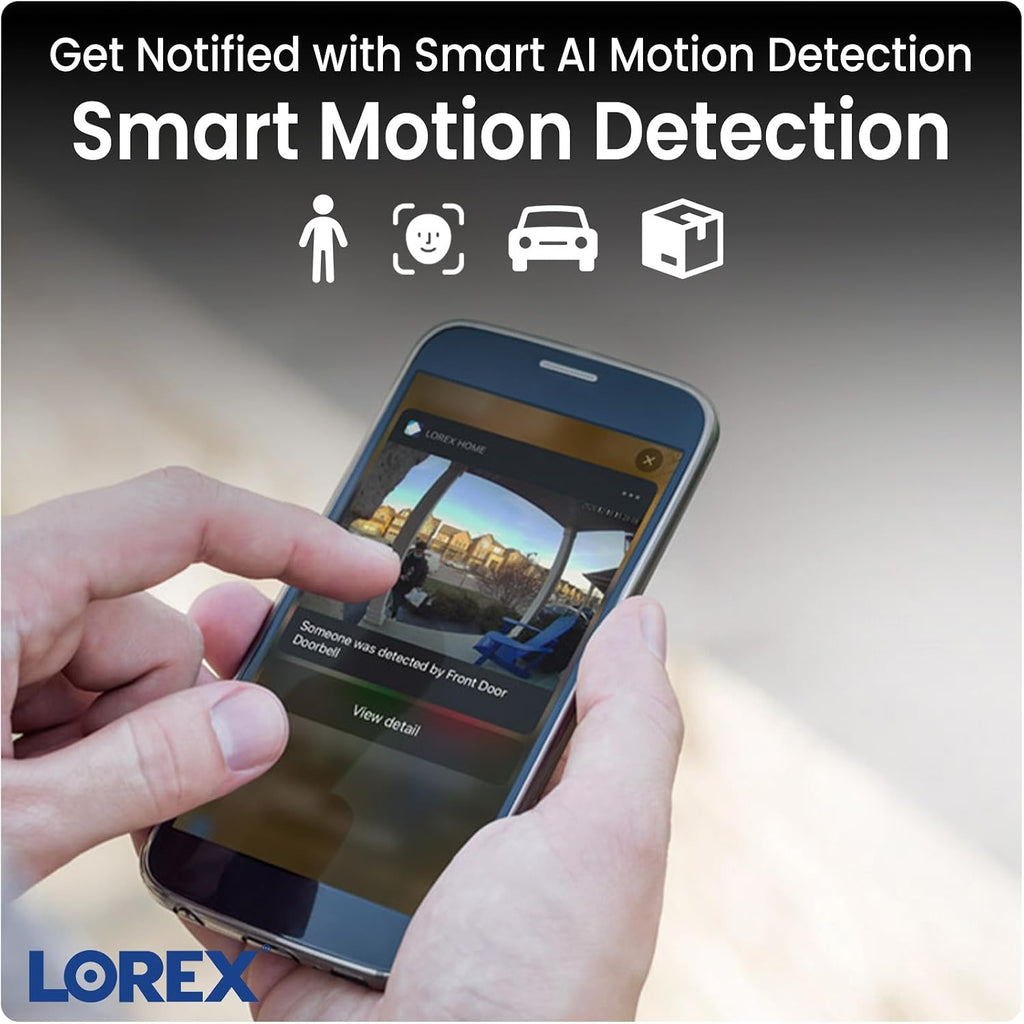 Lorex 4K Smart Security Lighting Deterrence Bullet AI PoE IP Wired Camera with Color Night Vision and Motion Activated LED Lights