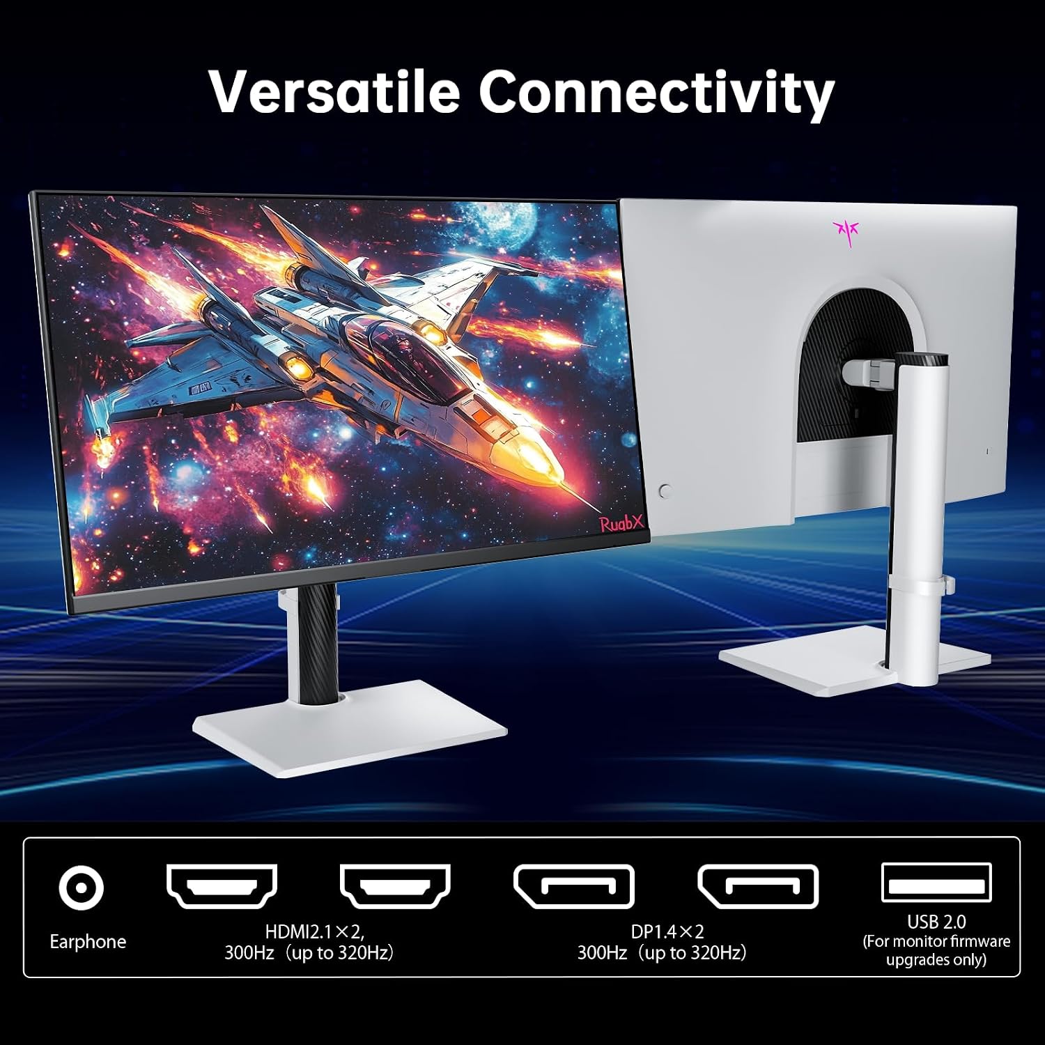 KTC 27 Inch White Gaming Monitor 300Hz/320Hz, QHD 1440P Fast IPS Computer Monitor with Adaptive FreeSync, HDR400, Height/Pivot/Swivel/Tilt Adjustable, DP&HDMI(Renewed)