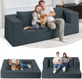 Folding Bean Bag Chair for Adults,3-in-1 Bean Bag Couch Faux Fur Floor Sofa Large Beanbag Convertible Bean Bag Sofa Bed with Pillow in Bedroom,Living Room,Apartment(Queen,Dark Grey)