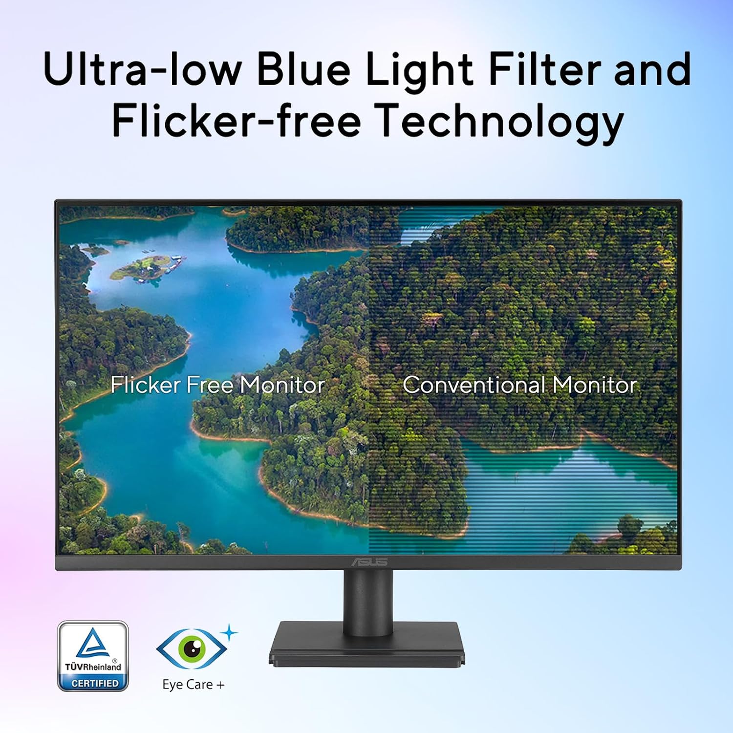 ASUS 27' FHD Monitor, 1080P IPS Display, 120Hz Refresh Rate, 1ms MPRT, Adaptive-Sync, Eye Care Technology, Frameless, HDMI VGA, VESA Mountable for Office and Gaming