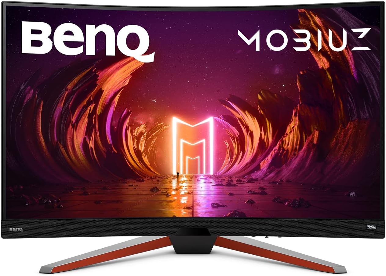 BenQ MOBIUZ EX3210R Curved Gaming Monitor 32' QHD 1440p 165Hz 1ms w/Remote | HDRi | 1000R | Color Optimizer | Freesync Premium Pro | Eye-Care | Height, Swivel & Tilt | 2.1ch w/ 5w sub | USB Hub
