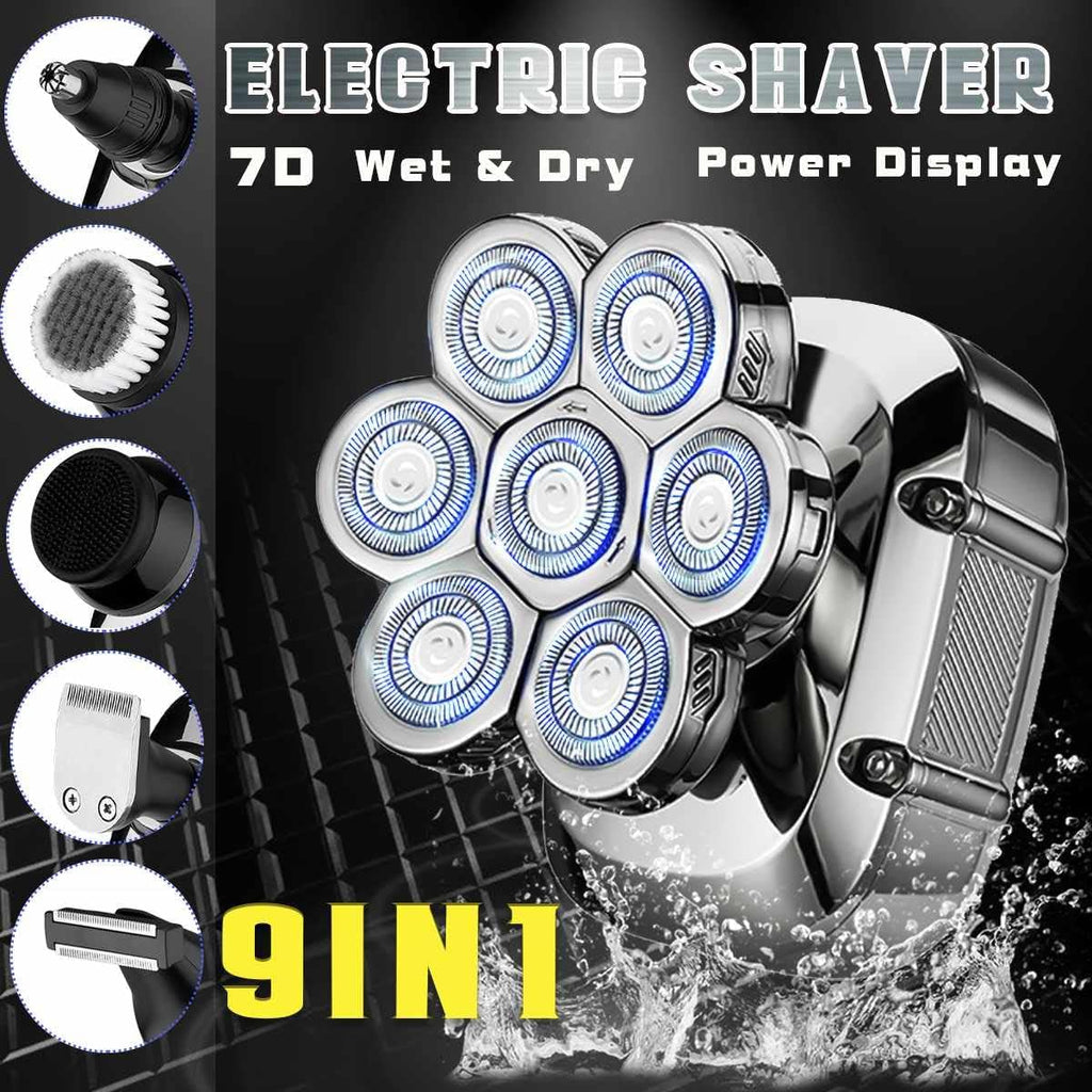Electric Razor for Men, 7 cutter head Multi grooming kit digital display electric shaver hair trimmer beard electric razor wet dry men facial&body shaving machine
