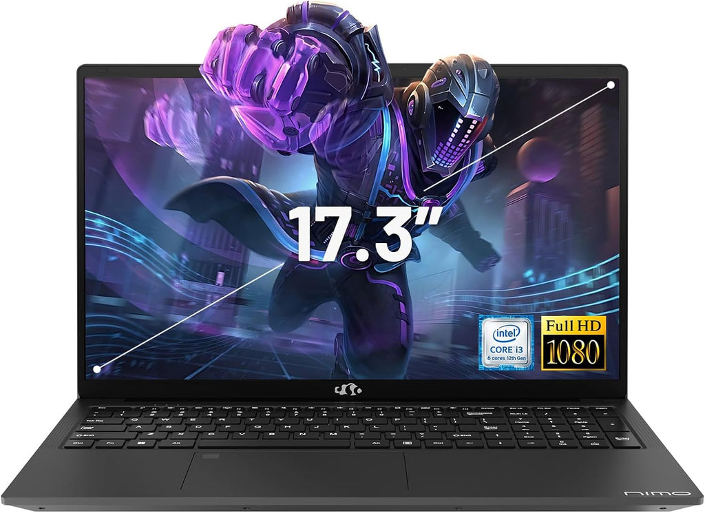 NIMO 17.3' IPS FHD-Laptop, Intel 6 Cores I3-1215U 16GB RAM 1TB SSD (Beat R5 7520U, Up to 4.4GHz) Student-Computer with 65W Type C Backlit Keyboard Fingerprint, for Home and Business, Gray
