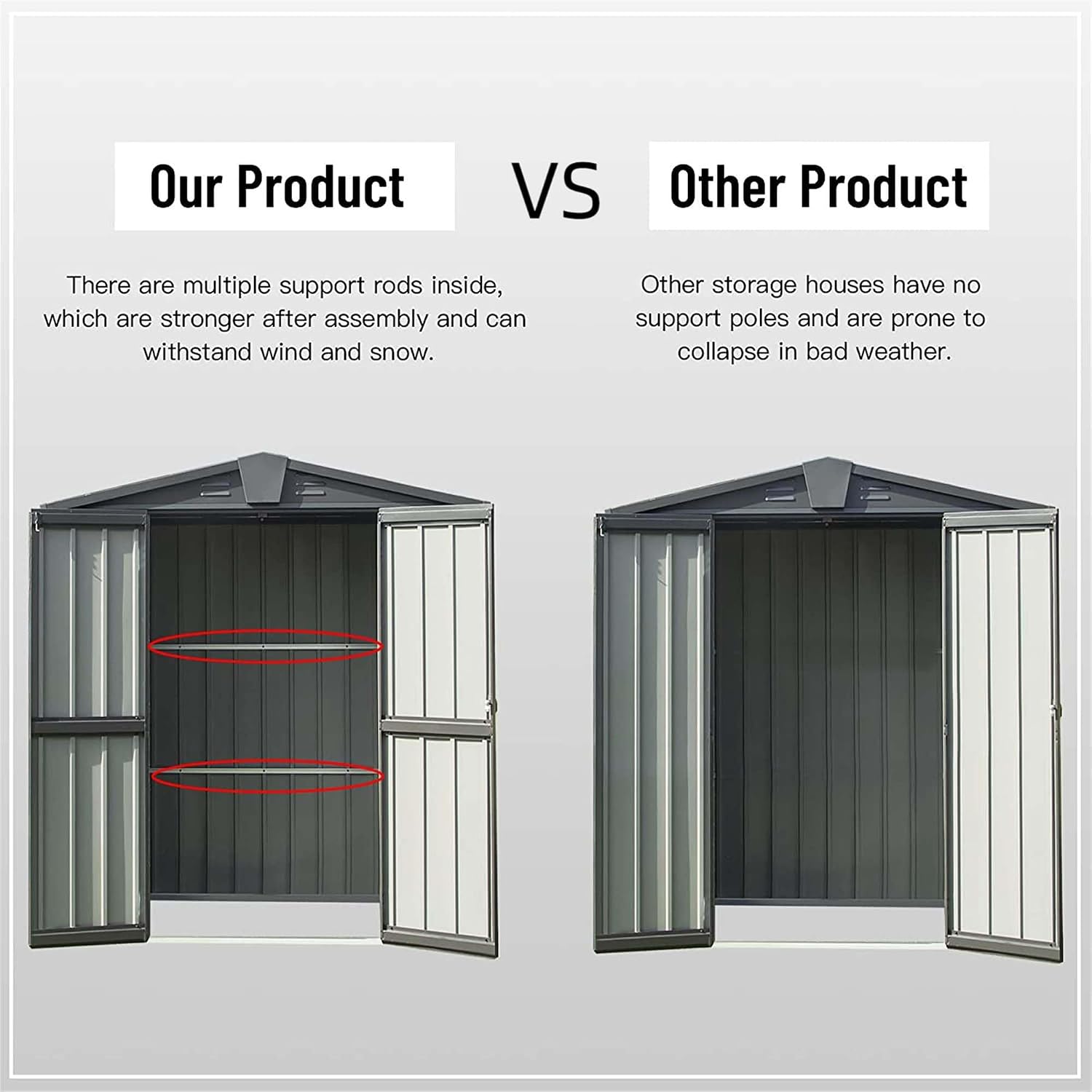 Small Outdoor Storage Shed 5.7x3ft Galvanized Steel, Large Capacity Garden Tool Shed with Gable Roof & Lockable Double Doors - Utility Shed for Patio, Backyard, Lawn (Dark Gray)