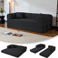 79' Compressed Sofa, Convertible Sofa Bed, Corduroy Compression Boneless Couch with Pillow, Comfy Modular Foldable Floor Sleeper Sofa for Bedroom, Living Room, Lounge, Studio (Black)