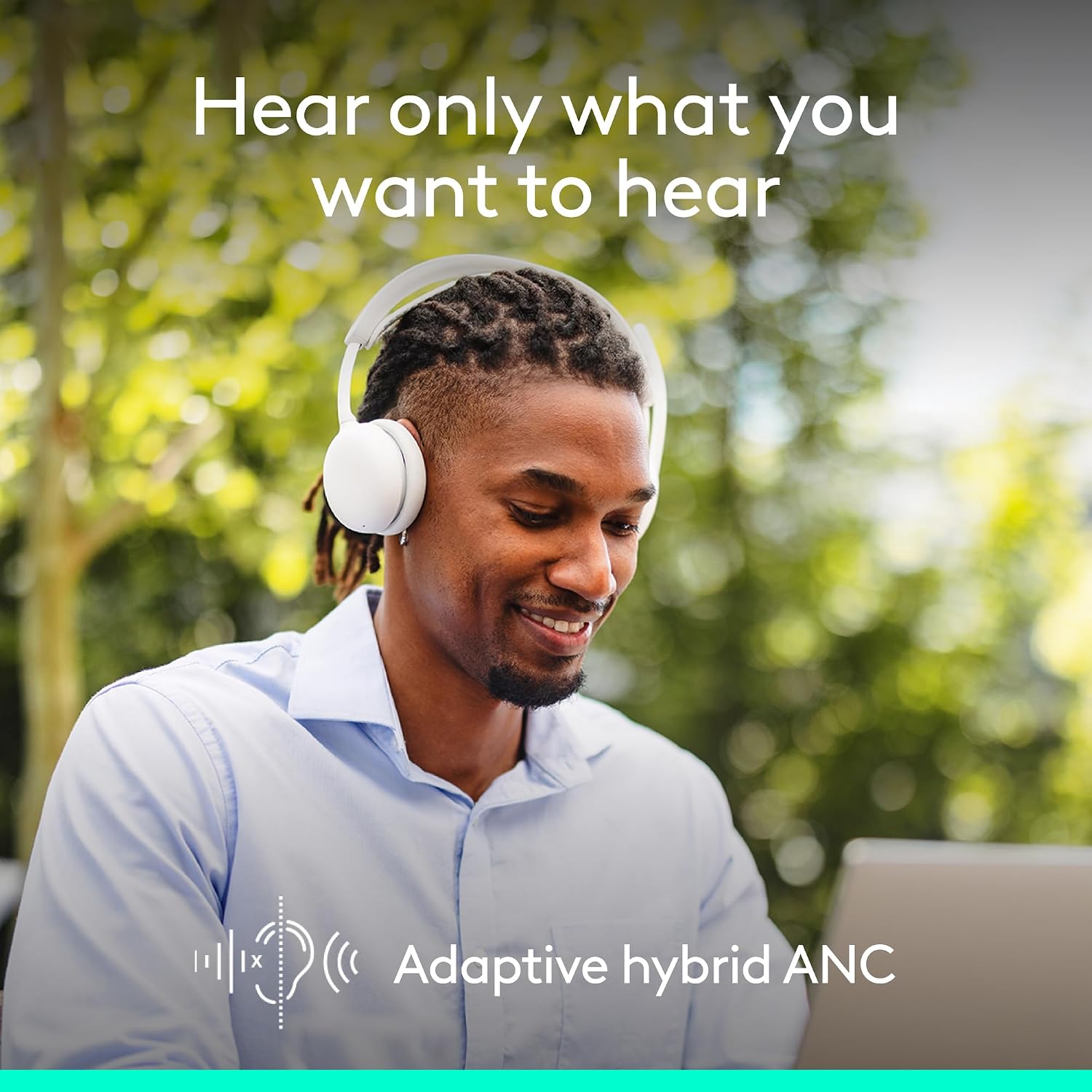 Logitech Zone Wireless 2 ES - Noise-Canceling Wireless Headset with Adaptive Hybrid ANC, Bluetooth - Off-White
