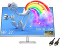 HP 27' Monitor FHD(1920X1080) LED IPS Panel with Adjustable Height, Anti-Glare Display, 100Hz Refresh Rate, 5MS Response Time, 2 x HDMI 1.4, 1 x VGA, Silver, with 5ave HDMI Cable