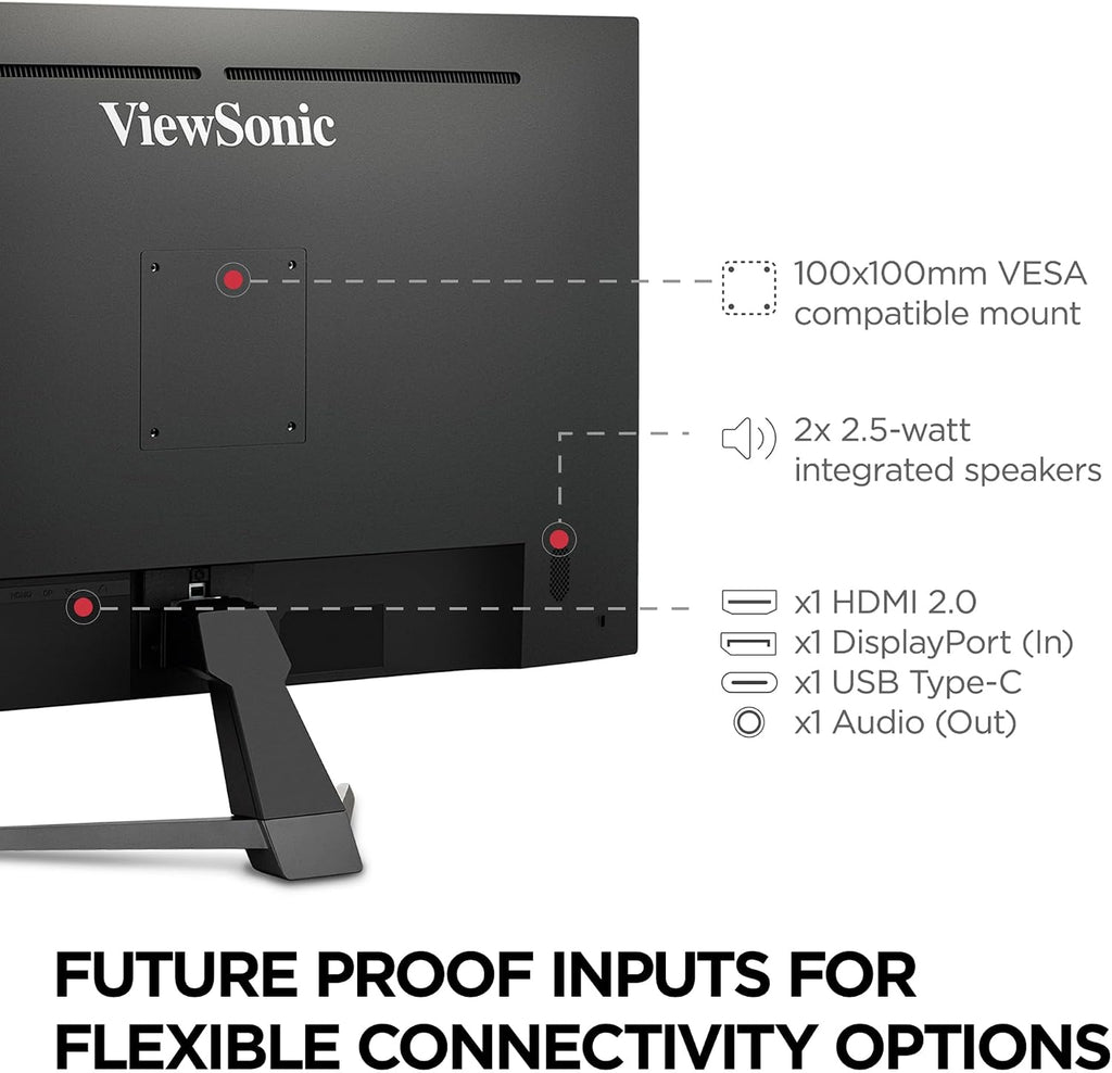 ViewSonic VX3267U-4K 32 Inch 4K Monitor, IPS Display with 65W USB-C and HDR10 for Ultimate Home Entertainment, Eye Care Technology, Ultra-Thin Bezels, HDMI, and DisplayPort Inputs