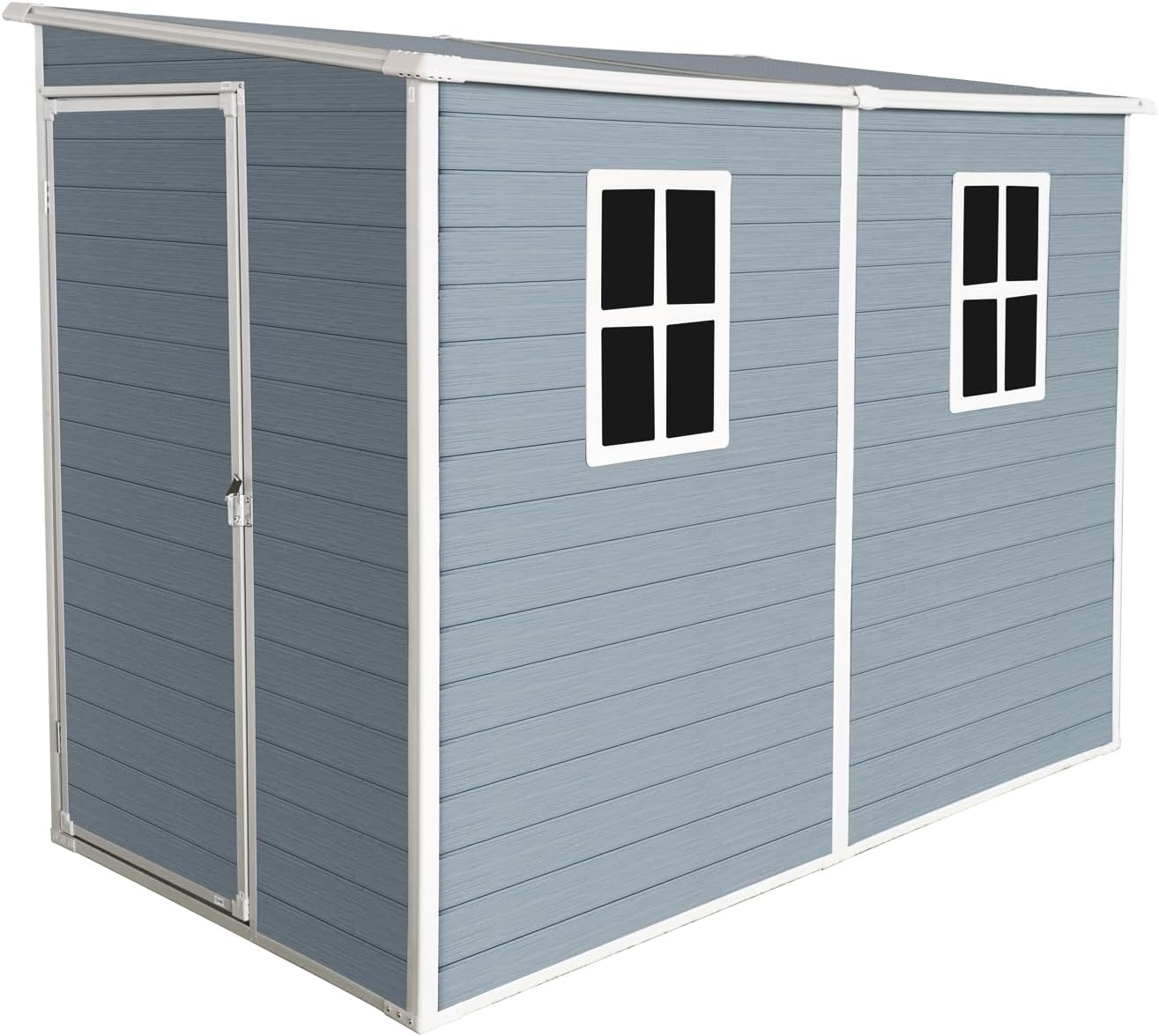 Ball & Cast 8x4 FT Resin Outdoor Storage Shed with Waterproof Floor and 2 Window,Garden Organizer Tool House w/Lockable Doors & Ventilation,Cabinet for Patio,Lawn,Grey