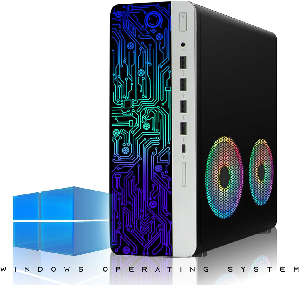 HP G4 Desktop RGB Computer PC Intel i7-8th Gen, 16GB DDR4 Ram 512GB SSD, Dual 24 Inch Monitor, GT 1030, RGB Speaker, Gaming Keyboard Mouse, 2X ARGB Fan WiFi, Win 11 Home (Renewed)