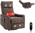 Massage Chair Recliner with Heat, 360° Swivel Glider Rocker with Reclining Backrest and Footrest, Manual Lazy Boy Recliners for Adults, Modern Nursery Rocking Chairs (Brown)
