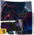 HP G3 Gaming Desktop PC Bundle with Core i7 32GB RAM 1TB SSD 32 inch Curved Monitor RTX 1660s Graphics RGB Keyboard with AI-Enabled Copilot Key Mouse Headphones Webcam Windows 11 (Renewed)