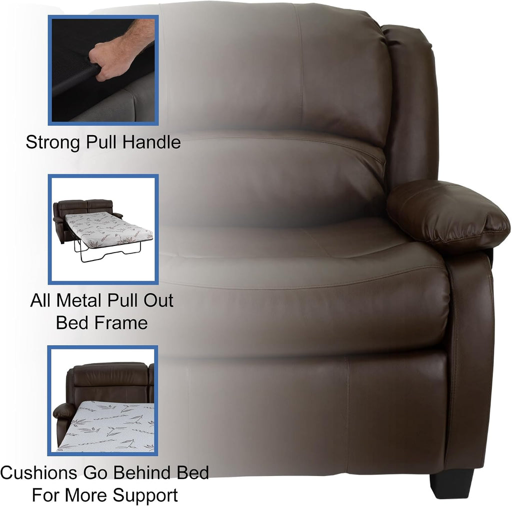 RecPro Charles Collection | 65' RV Hide A Bed Loveseat | Memory Foam Mattress | Pull Out Couch | RV Furniture | Chestnut