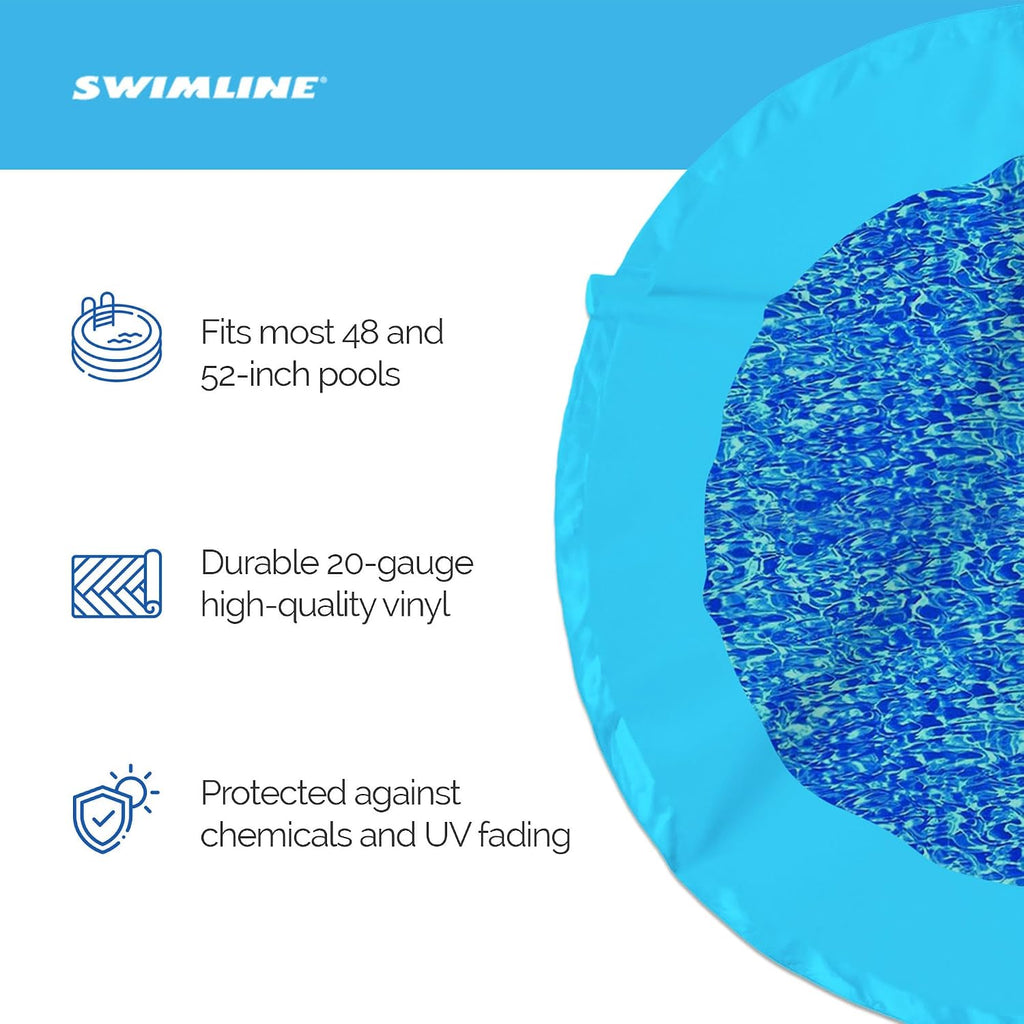 Swimline 21 Foot Round Durable 20 Gauge Vinyl Wall Overlap Pool Cover Liner for 48 and 52 Inch Above Ground Swimming Pools, Blue