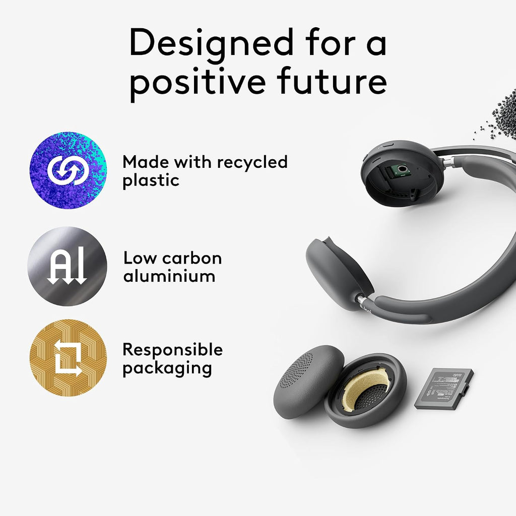 Logitech Zone Wireless 2 Premium Noise Canceling Headset with Hybrid ANC, Bluetooth, USB-C, USB-A, Certified for Microsoft Teams and Fast Pair, Engineered for Intel Evo laptops, Graphite