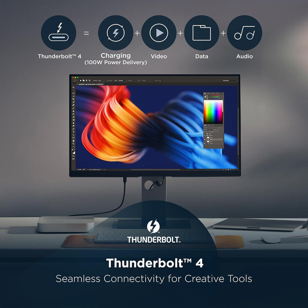 ViewSonic VP2488-4K 24 Inch 4K Mac-Ready Monitor, IPS with 100% sRGB, 98% DCI-P3 and Pantone Validated for Mac Studio and MacBook Pro, Advanced Ergonomics, Thunderbolt 4, USB, HDMI, and DisplayPort