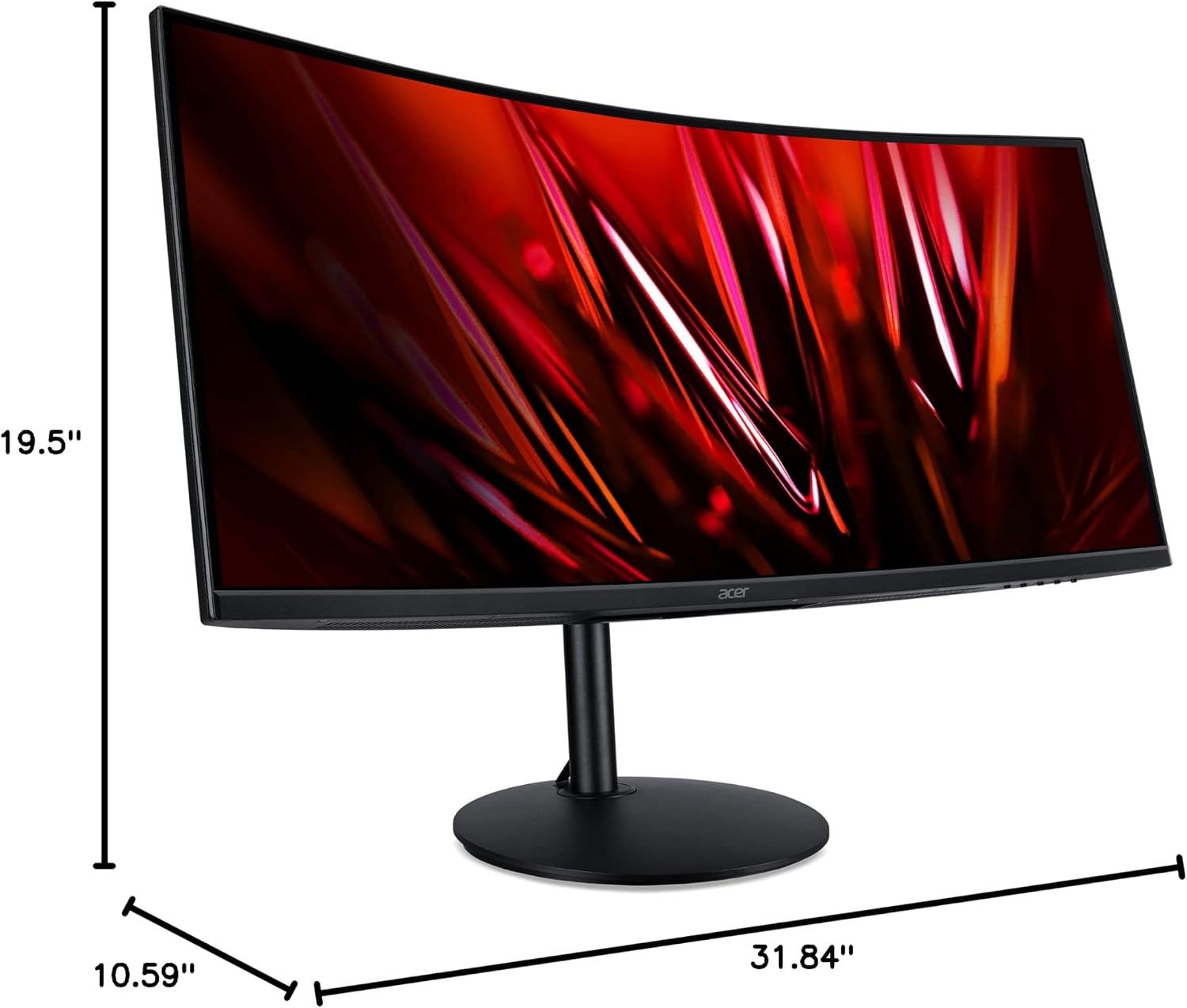 acer Nitro 34' QHD 3440 x 1440 1500R Curved PC Gaming Monitor AMD FreeSync Premium 165Hz Refresh 1ms (VRB) ZeroFrame Design 2 x Display Port 1.4 & 2 x HDMI 2.0 Ports XZ342CU Sbmiipphx,Black